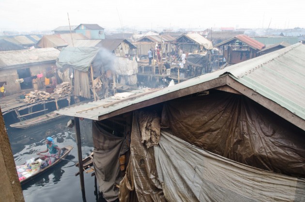 Estimates say Makoko's population is somewhere around 85,000 people -- a relatively small drop in the bucket in the megacity of Lagos. But Noah Shemede, a teacher in Makoko, said estimates are low. (MPR Photo/Nate Minor)