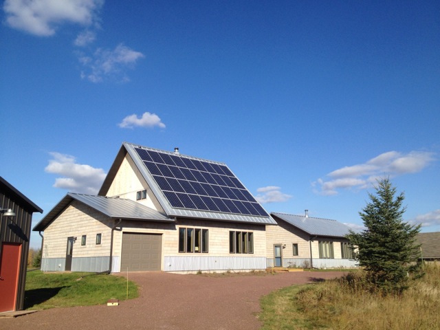 Home equipped with solar panels.