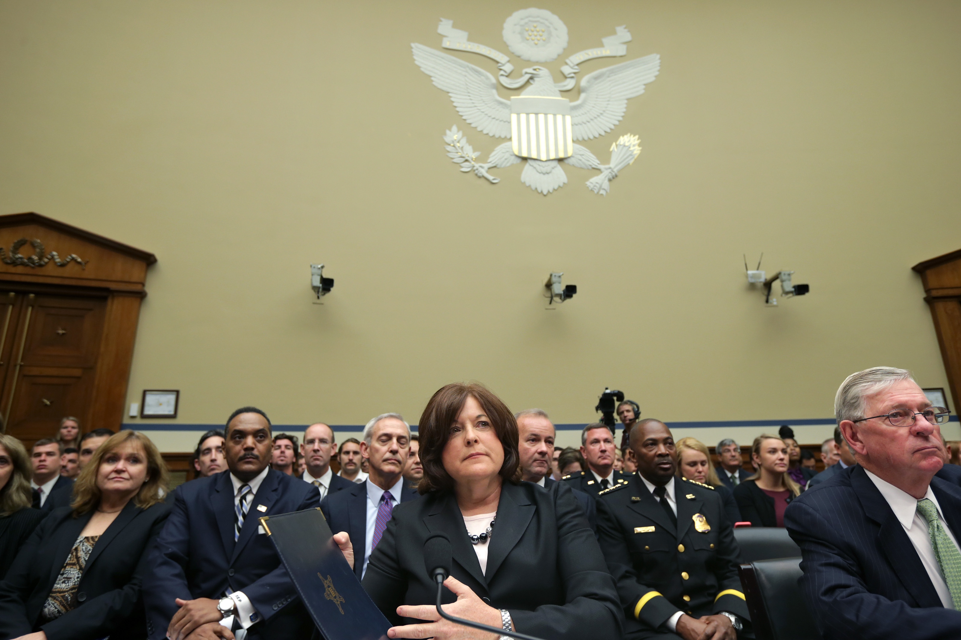Secret Service Director Julia Pierson testifies to the House Oversight and Government Reform Committee on the White House perimeter breach at the Rayburn House Office Building on September 30, 2014 in Washington, DC. Pierson is giving an account of an incident involving a security breach at the White House after a man jumped the fence and was not subdued until after he had entered the mansion, deeper into the building than what it was previously reported. (Getty Images)