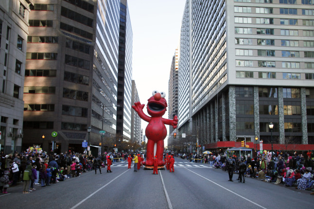 The Elmo balloon makes it's way down J.F.K. Boulevard during the 93rd annual Thanksgiving day parade, Nov. 22, 2012, in Philadelphia. (Joseph Kaczmarek / AP)