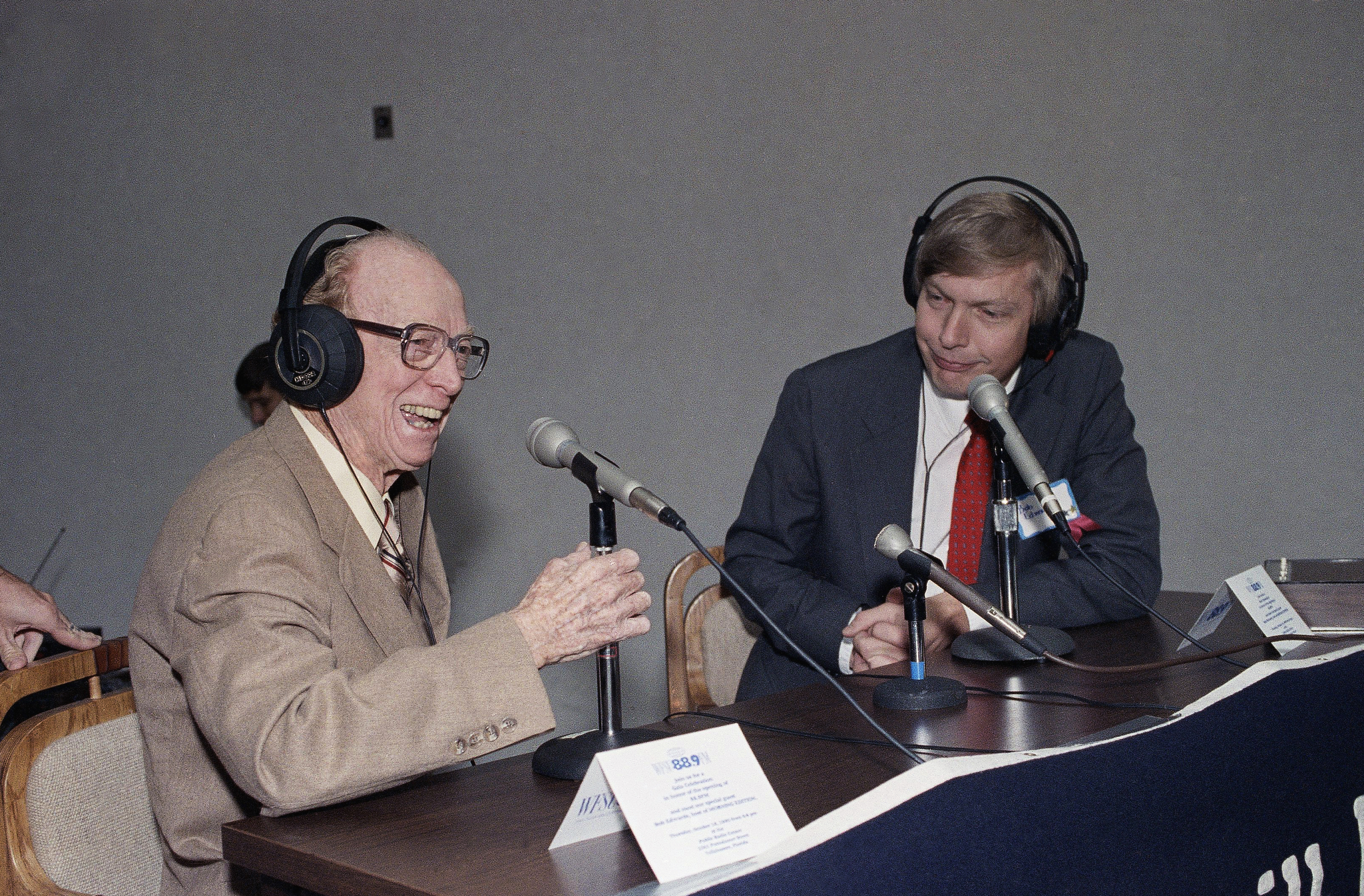 Red Barber with NPRs Bob Edwards, Oct. 22, 1992. (AP Photo)