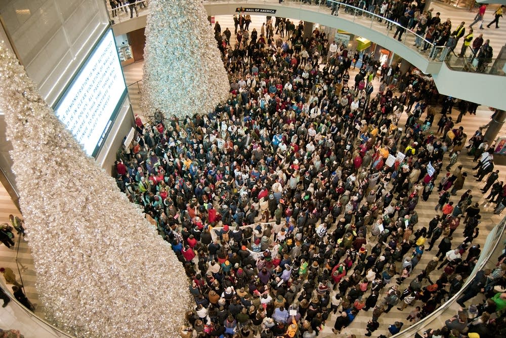 The Mall of America rotunda is filled with Black Lives Matter protesters on Dec. 20, 2014. Jackson Forderer / For MPR News