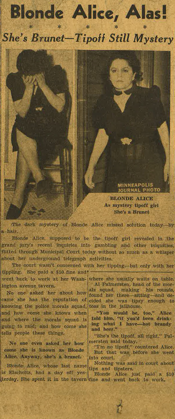 Alice Elscholtz, pictured in a 1938 issue of The Minneapolis Journal.