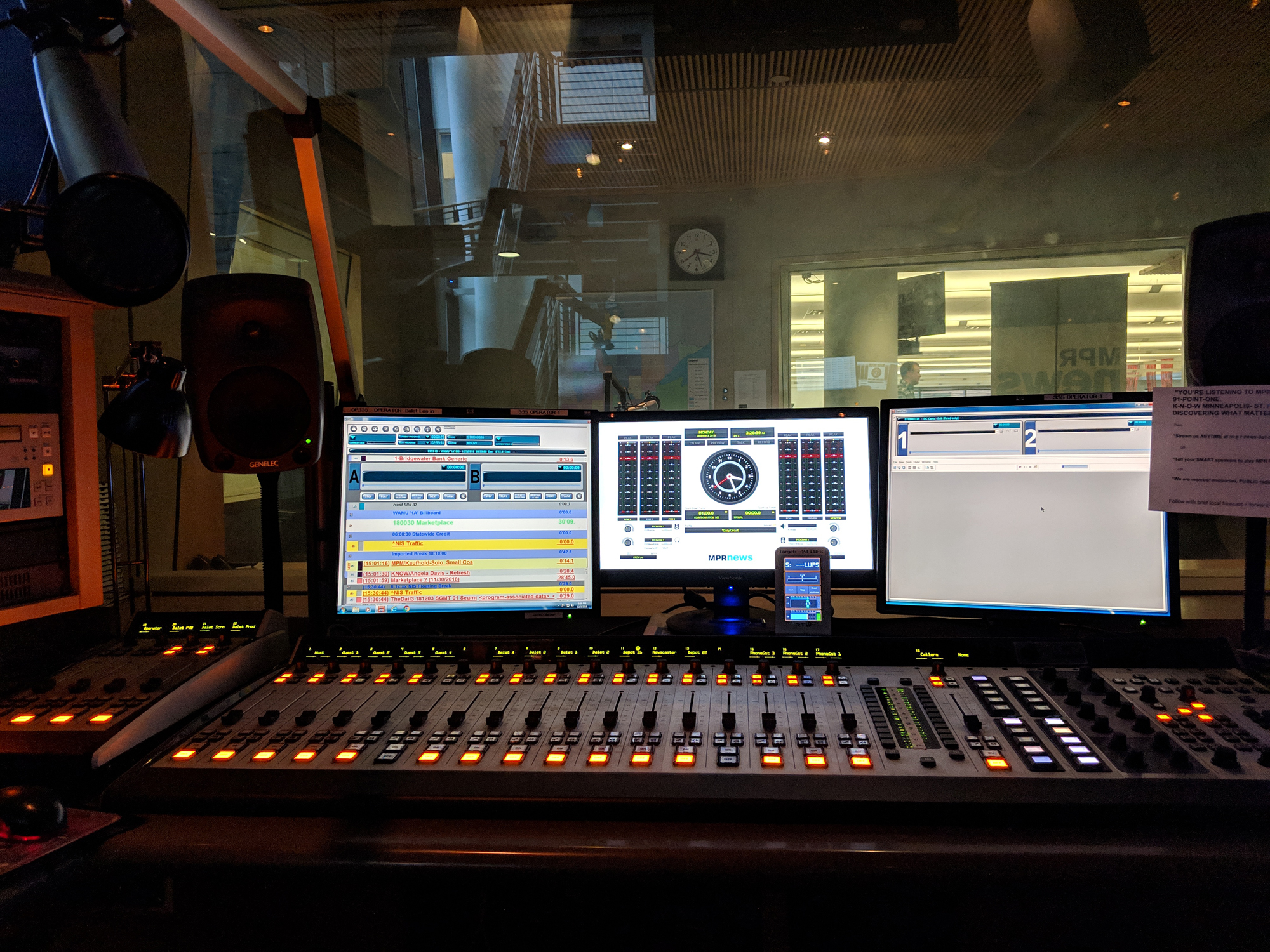 MPR News talk studio audio board.