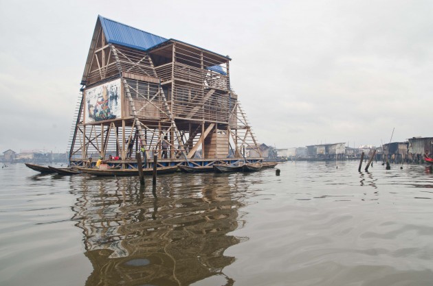 A foreign NGO built the floating Whanyinna Nursery and Primary School to serve Makoko's children. But head teacher Noah Shemede said the school can only enroll little more than 200 children; he estimated there are 35,000 kids in the area. (MPR Photo/Nate Minor)